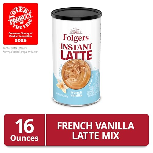 FOLGERS FRENCH VANILLA FLAVORED INSTANT LATTE, 16 OUNCE