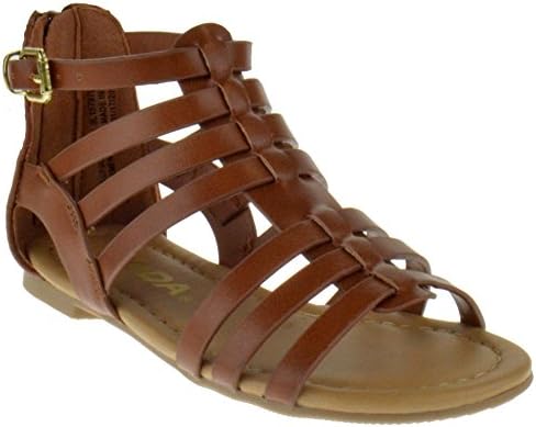 Sod Dixon 2A Little Girls Strappy Peep Toe Gladiator Sandals Tan PU 2