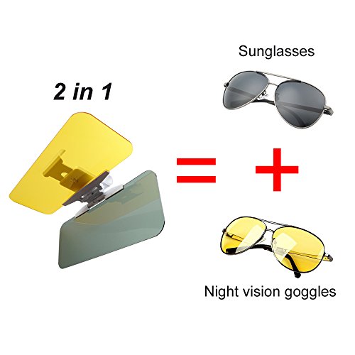 SUUKAA HD Anti-Glare Car Visor,2 in 1 Day and Night Anti-Dazzle Driving Sunvisor,Quick Install Button,Angle Adjustable Goggles Mirror,for Saloon Car,Wagon,Small Car,Small SUV,4.7''x12.6'' - Thumbnail 6