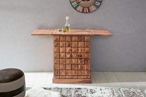 KADIMA DESIGN Hausbar Massivholz Akazie Vitrine ausklappbar Landhausstil Barschrank – Bild 7