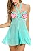Avidlove Womens Lingerie Halter Chemises Strappy Babydoll Nightwear,Green,Medium
