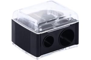 SEADIQUIET Black Makeup Pencil,Dual Holes Eyeliner Sharpener with Cover Mechanical Eye Cosmetic Pencil Sharpener for Eyeliner Lipliner Pencils Tools