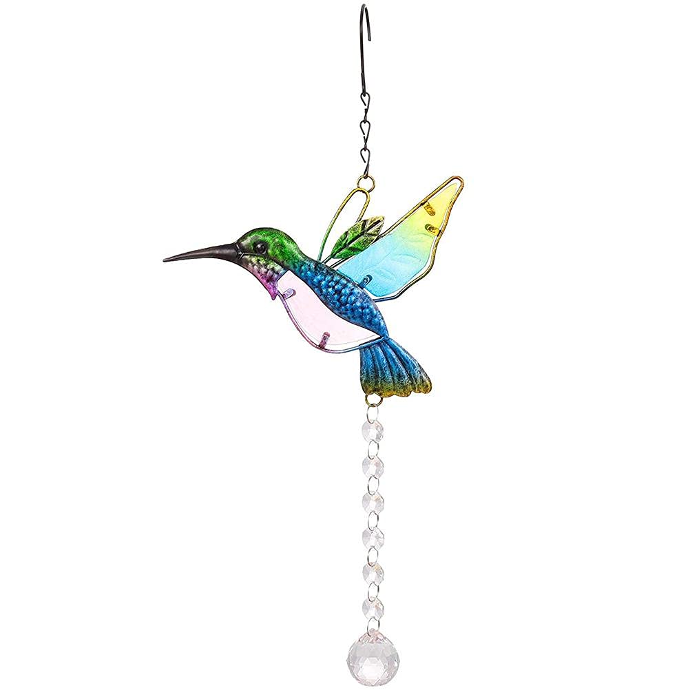 KENANLAN Crystal Hummingbird Ornament 22 * 17 * 3 Window Hanging Hummingbird Suncatcher Bird Panel Garden Decoration Gift for Bird Lovers