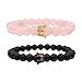 UEUC King&Queen Crown Distance Couple Bracelets His Hers Black Matte Agate 8mm Beads Bracelet