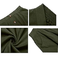 Naggoo Womens Elastic Waist Button Front Solid A