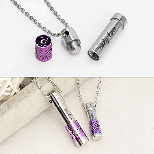 Dletay 2 Pcs Cremation Necklace Only Love Memorial Urn Pendant Stainless Steel Ashes Holder Keepsakes Jewelry