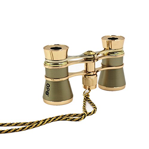 Opera Glasses Compact Binoculars for Theater Horse Racing Classical Lady Gift 3X25 with Gold Chain