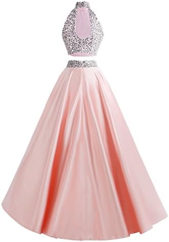 MsJune Women Two Piece Prom Dress Beaded Long Party Gowns Evening Dresses