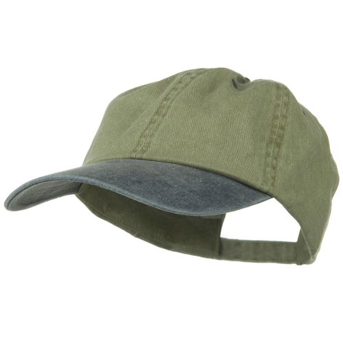 New Big Size Washed Cotton Ball Cap - Khaki Navy OSFM