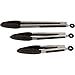 Kitchen Tongs for Cooking with Silicone Tips, Heat Resistant Tongs for Serving Food, 7-Inch, 9-Inch, 12-Inch Locking Silicone Tong, Set of 3 Salad Tong, Black Kitchen Utensils