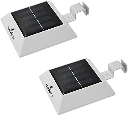 Easternstar Solar Gutter Lights, 4 LED Waterproof Security Powered Lamp for Outdoor Garden Fence, Patio Path Decking Light ,Tree, Dog House, Door, Wall, Stairs Anywhere Safety (2 Packs)