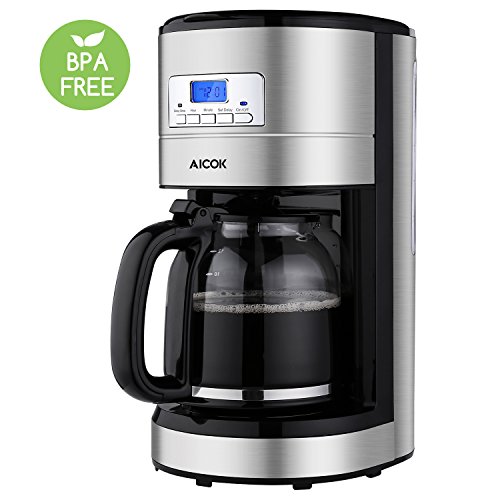 Aicok Coffee Maker, Coffee Maker Machine, Stainless Steel Coffee Maker, Organic Coffee Maker, Coffee Maker Kit, Programmable Coffee Maker with Timer, Coffee Maker 12, Large Coffee Maker.