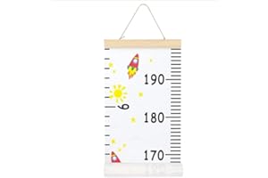 Growth Height Chart Ruler for Wall Decor, Waterproof Canvas with Wooden Frame, Animal Themed Nursery & Kids Room Decor - 7.9 