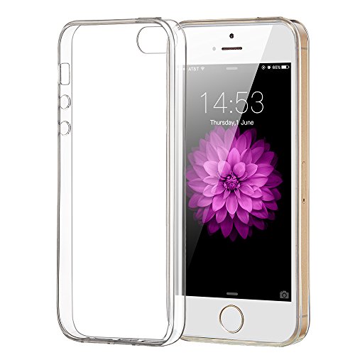 iPhone 5/5S/SE Case, Elzo [Crystal] Clear Ultra Thin Slim TPU Cellphone Cover, Transparent Shock Absorption Soft Skin Sleeve, Protective Flexible Rubber Gel/Silicone Shell (Scratch Resistant)
