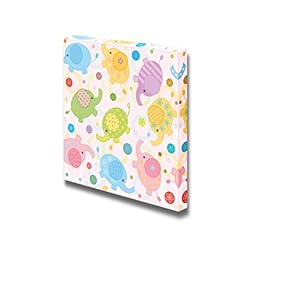 Canvas Prints Wall Art - Cute Small Baby Elephants Pattern | Modern Wall Decor/Home Art Stretched Gallery Canvas Wraps Giclee Print & Ready to Hang - 12" x 12"