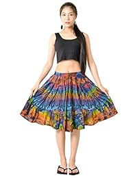 Falda de dama estilo bohemio hippie teñida hasta la rodilla