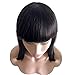 Brazilian Human Hair Bob Wigs with Bangs Yaki Machine Made Glueless Short Wigs with Wood comb and Wig Cap (12 Inch, Natural Color） (Natural Color)