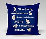 Disney Peterpan Hakuna Matata Beauty and the Beast Alladin Finding Nemo Lilo and Stitch Quote Pillow Case (16x16 two side) by brand new