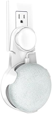 Google Home Mini Wall Mount | Outlet Hanger Stand | Compact Mount Holder Stand Backpack for Smart Google Home Mini Voice Assistants | Full Protection Easy Mount in Kitchen Bathroom Bedroom (White)