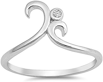 Sterling Silver Bezel-Set Clear CZ Abstract Modern Ring - Size 7