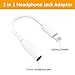 2 Pack Headphone Jack Adapter, QXPLAZA Lightning Connecter to 3.5mm Audio Jack Earphone Extender Jack Stereo for iPhone 8/8 Plus/iPhone X/iPhone 7/7 Plus (White)