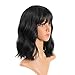 UQINZ Bob Curly Wigs with Bangs for Women Synthetic Wavy Hair Short Black Wig for Girls Cosplay Party Daily Holiday Gift Natural Looking