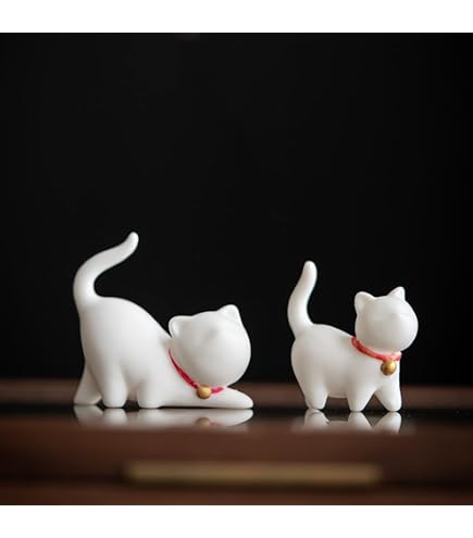 Figurine Chat Porte-bonheur En Argile Violette Zisha - Thé Pet Chinois - Décoration Bureau Ou Table à Thé - Cadeau Chance Et Prospérité - Taille 5.5x4 Cm