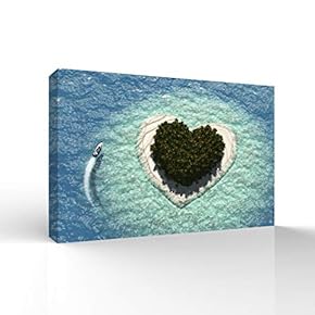 for Living Room Bedroom Home Artwork Paintings Heart Shaped Island