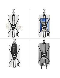 Takyu - Cordón universal para teléfono móvil, 2 unidades, correa de silicona para teléfono móvil con correa para el cuello desmontable y soporte para anillo de teléfono, compatible con teléfono Samsung Galaxy y la mayoría de los smartphones (negro y negro