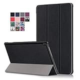 10.1 inch Tablet Case for Lenovo Tab M10 (TB-X505F/ TB-X605F), DETUOSI Ultra Slim Premium Folding Stand Cover Lenovo Tab M10 Case for Lenovo 10.1 inch Tablet Model: 2019 TB-X505F & 2018 TB-X605F,Black