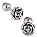 Cottvott Flowers Surgical Steel Earrings Studs for Womens Gold Black (3pairs Mix Color)