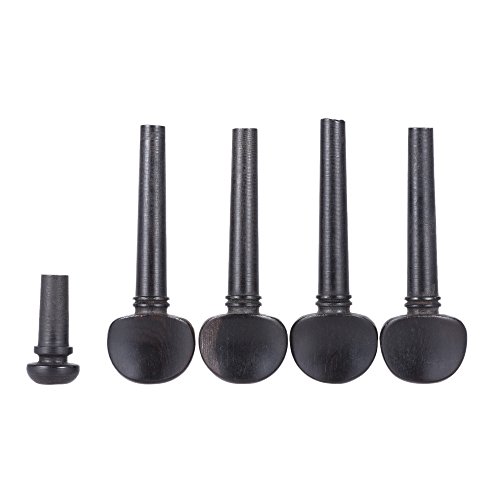 ammoon 1/4 Size Ebony Wood Violin Fiddle Tuning Pegs Endpin Set Replacement Black