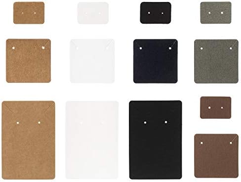 Calculs Jewelry Cards for Necklace and Earrings Display Bracelet Card Holder, Multi-Size Blank Paper Tags for DIY Ear Studs and Necklace | 300 Pcs/Set 5 Colors