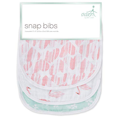 aden by aden + anais Snap Bib, 100% Cotton Muslin, Soft Absorbent 3 Layers, Adjustable, 13" X 9", 3 Pack, Briar Rose - Thumbnail 2