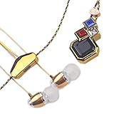 Fashion Bluetooth Necklace Headphones Wireless Waterproof Earphones with Mic & Volume Control Stereo Noise Cancelling Sports Earbuds (GOLD-line Style)