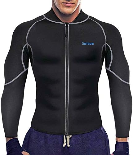 Men's Sweat Neoprene Long Sleeves Sauna Suit Slimming Fitness Jacket Fat Burner Workout Sweatshirts for Weight Loss