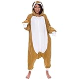 Silver Lilly Unisex Adult Pajamas - Plush One Piece Cosplay Sloth Animal Costume