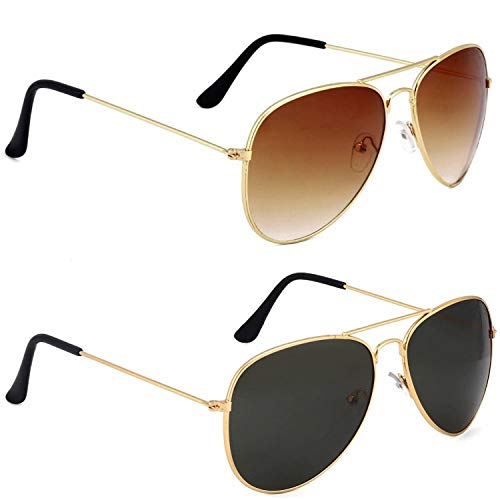 Dervin Aviator Men’s and Women’s Sunglasses Combo (Brown, Black) – Pack of 2