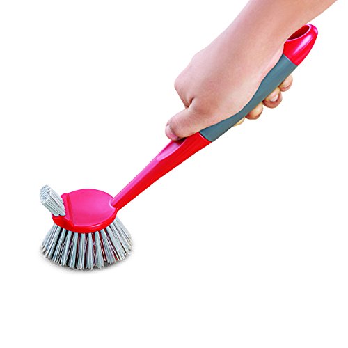 Kleeno by Cello Dual Action Sink and Dish Brush (Red and Grey)
