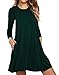 Unbranded* Women's Pockets Casual Swing T-Shirt Dresses Dark Green Large