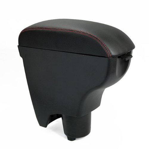 For 2006-2010 Toyota Yaris Black With Red Lines Leatherette Center Armrest Console Storage Box 2006 2007 2008 2009 2010 Brand New