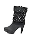 DREAM PAIRS ROSEE Women's Fashionable Knitted Sock With Rhinestone Side Zipper High Heel Platform Winter Fur Boots