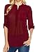 KLKD Women's 3/4 Roll-Up Sleeve Button Closure Henley Neck Top