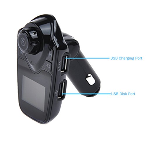 Nurbijar Bluetooth FM Transmitter AUX Radio Adapter Wireless Hands Free Car Kit Music MP3 Player with USB Charger TF Card Slot - Thumbnail 5