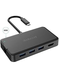 dodocool USB C Hub 6-in-1 with Power Delivery Type C Charging Port, 4K HD Output, Gigabit Ethernet Adapter, 3 USB 3.0 Ports for MacBook Pro/Chromebook Pixel and More