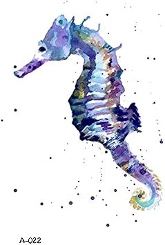 Wyuen 5 Pcs Aquarelle Hippocampe Temporaire Tatouage
