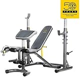 Gold's Gym XRS 20 Olympic Workout Bench / Independent Utility Bench can be used separately or moved out of the way allowing you to perform squats and other exercises without obstruction