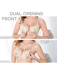 Sujetador de lactancia inalámbrica de encaje, levemente acolchado, parte delantera y parte superior abierta, apoyo para lactancia