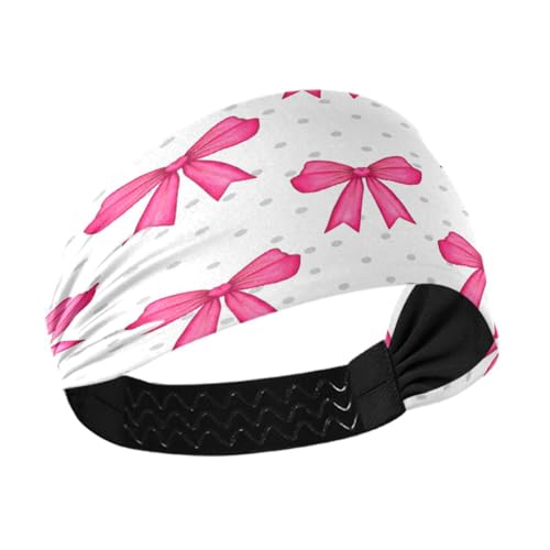 WELLDAY Headbands for Women Pink Bows Soft Elastic Non Slip Headbands for Women Running, Wide Women’s Head Band for Thin Hair