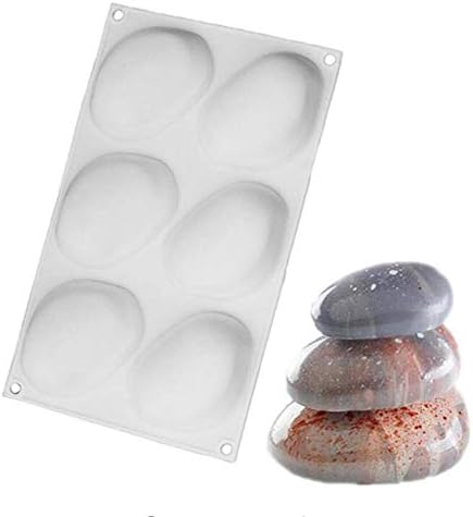Baifeng Recommended Products 6 Cavity Elliptical Pebble Stone Silicone Cake Mold Chocolates Jelly Dessert Mousse Mould Bakeware Pan for Pastry Fondant Soap Sweet